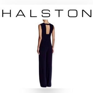 NWT HALSTON Heritage New Black V-Neck Wide Leg Jumpsuit SZ 12 NEW WITH TAGS